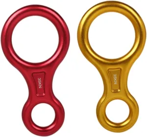 2Pcs Rappelling Gear Figure Descender Downhill Eight Ring Rappelling Device for Climbing and Belaying Red Golden