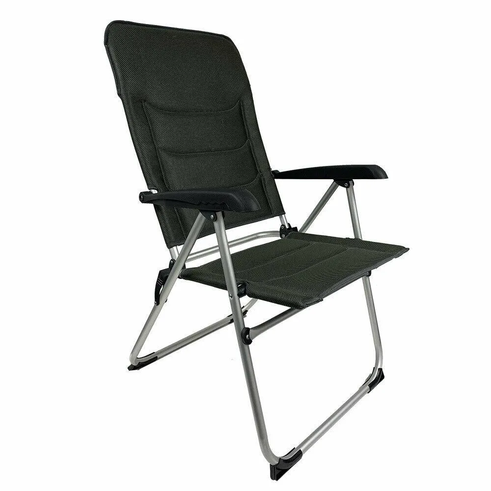 2x Royal Folding Ambassador Grey Reclining Aluminium Padded Camping Chair R735