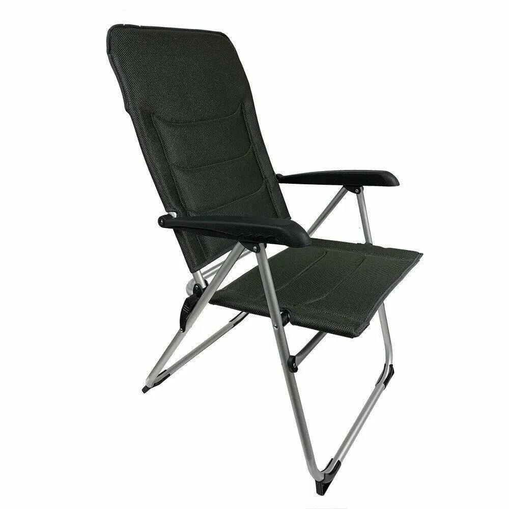 2x Royal Folding Ambassador Grey Reclining Aluminium Padded Camping Chair R735