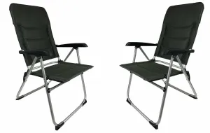 2x Royal Folding Ambassador Grey Reclining Aluminium Padded Camping Chair R735