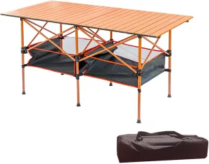 3 ft,3.9ft,4.6ft Folding Table, Portable Adjustable Height Folding Table Lightweight, with Carry Bag for Outdoor Cooking, Picnic, Camp, Boat, Travel (Size : 140 * 70cm/4.6ft)
