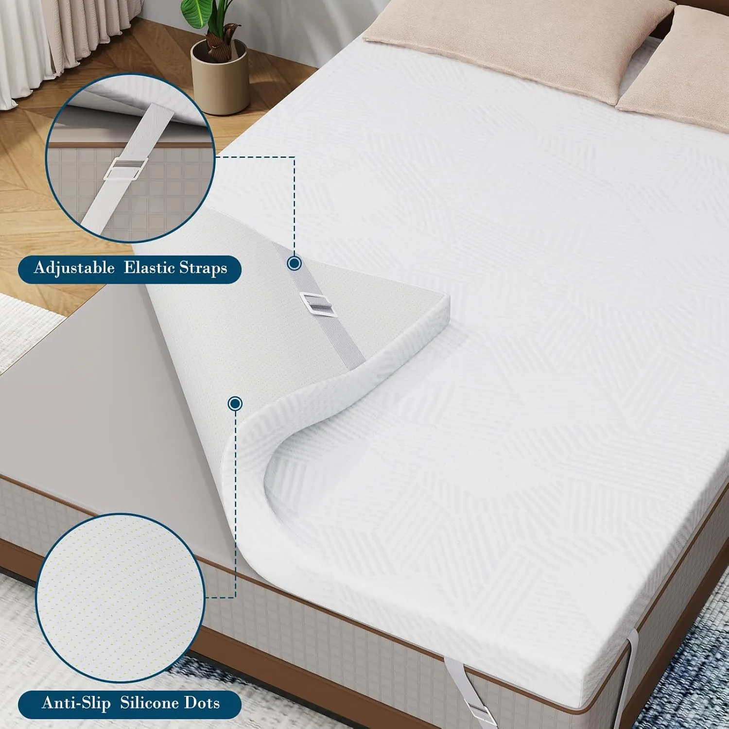 3 Inch Memory Foam Mattress Topper Twin XL, Cooling Gel Bed Topper with Removable Cover, Soft & Pain Relief & Breathable, CertiPUR-US & Oeko-Tex Certified