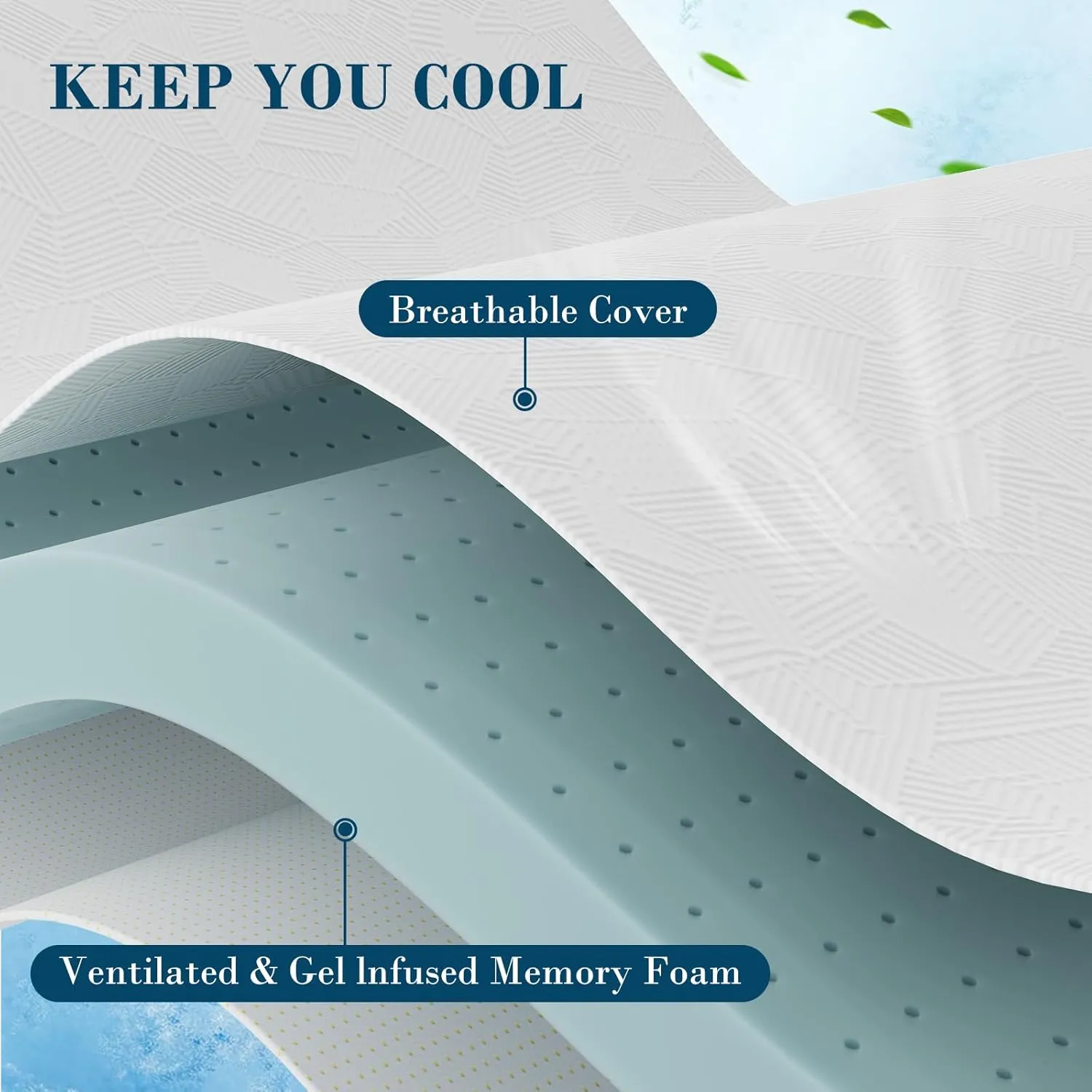 3 Inch Memory Foam Mattress Topper Twin XL, Cooling Gel Bed Topper with Removable Cover, Soft & Pain Relief & Breathable, CertiPUR-US & Oeko-Tex Certified