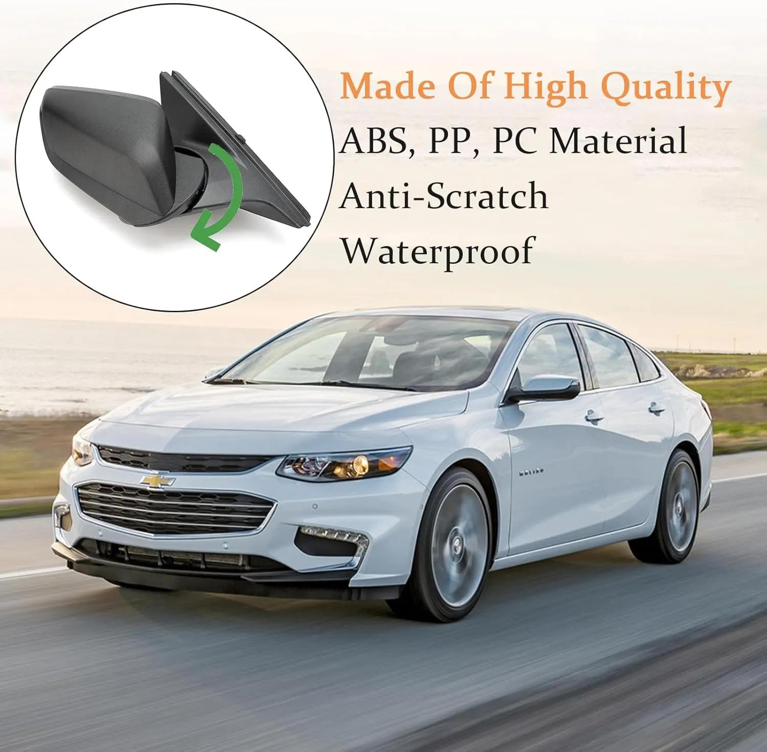 3-Pin Right Passenger Side Door Mirror Fit For 2016-2022 Chevy Malibu L & LS Models Without Turn Signal Light, Non-Heated, Replace# GM1321538 84288099