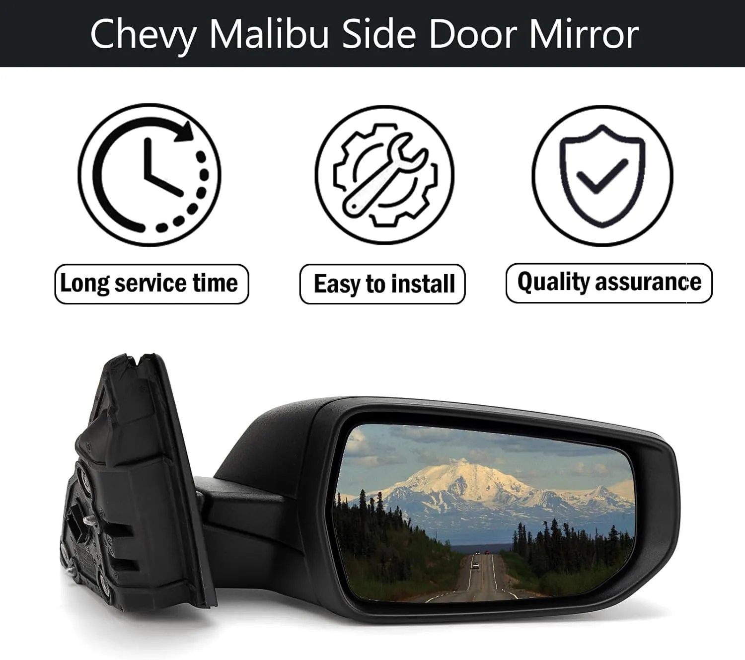3-Pin Right Passenger Side Door Mirror Fit For 2016-2022 Chevy Malibu L & LS Models Without Turn Signal Light, Non-Heated, Replace# GM1321538 84288099