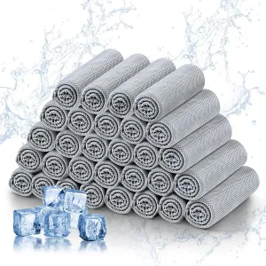 30 Pcs Cooling Towels for Neck and Face - Cooling Neck Wraps Cooler Towels for Hot Weather - Cool Cold Rags Towels for Extreme Heat (40"X12") with Fitness, Yoga, Golf, Running and Working Out