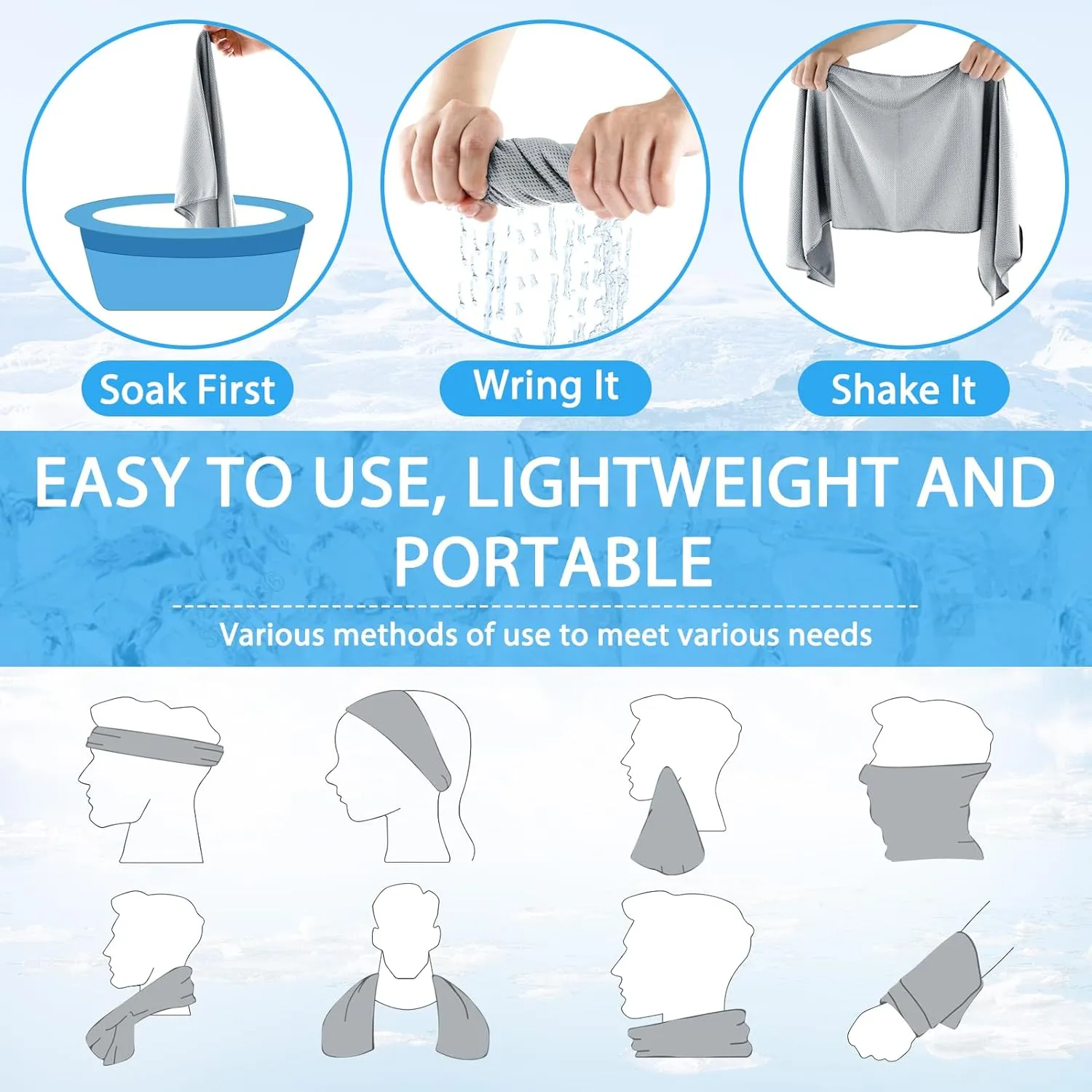 30 Pcs Cooling Towels for Neck and Face - Cooling Neck Wraps Cooler Towels for Hot Weather - Cool Cold Rags Towels for Extreme Heat (40"X12") with Fitness, Yoga, Golf, Running and Working Out