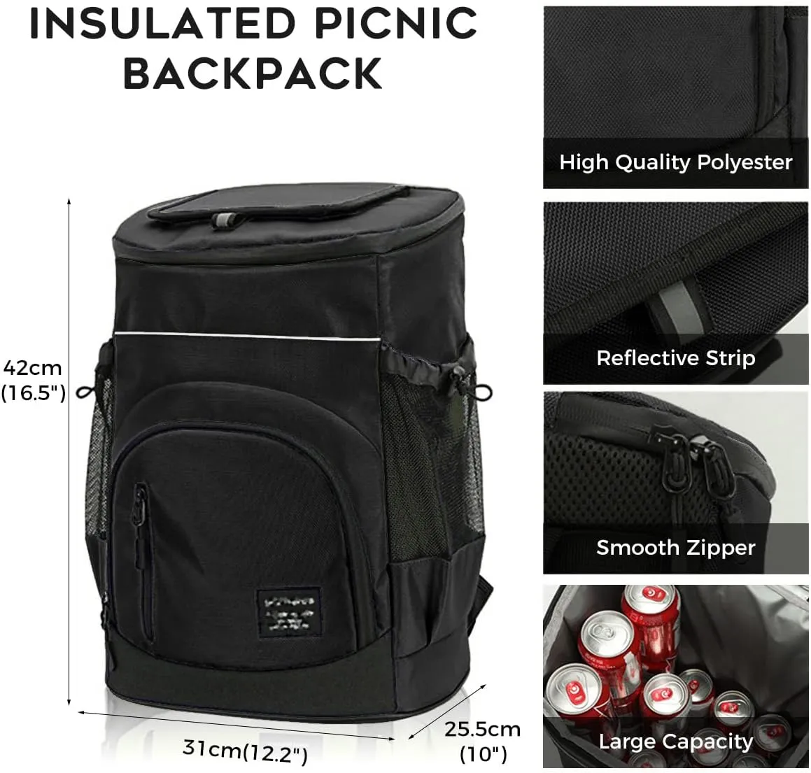 30L Cool Bag Rucksack Insulated BackpackThermal Leakproof Cooler Backpack Picnic Bag Cooler Bag Large Capacity