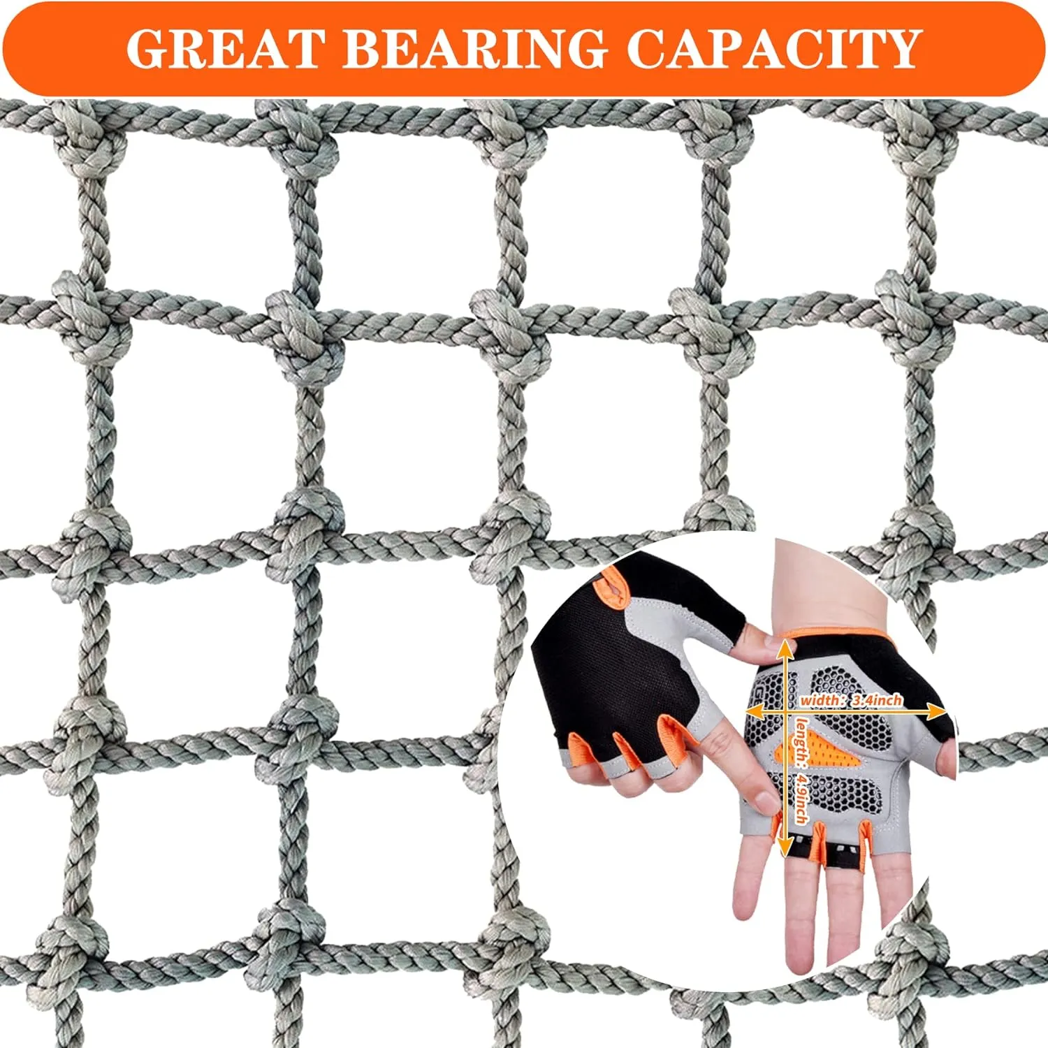 3.3' X 6.6' Nylon Playground Net, Heavy Duty Large Military Climbing Cargo Net, Kids Safety Protection Net, Rope Ladder, Swingset, for Kids & Adult, Indoor & Outdoor, Treehouse, Jungle Gyms …