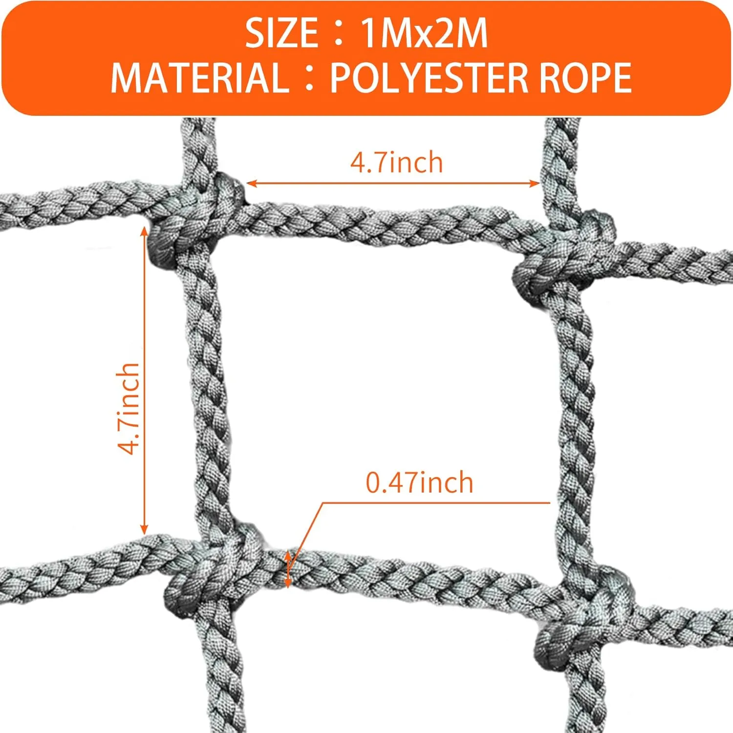 3.3' X 6.6' Polyester Playground Net, Heavy Duty Large Military Climbing Cargo Net, Kids Safety Protection Net, Rope Ladder, Swingset, for Kids & Adult, Indoor & Outdoor, Treehouse, Jungle Gyms …