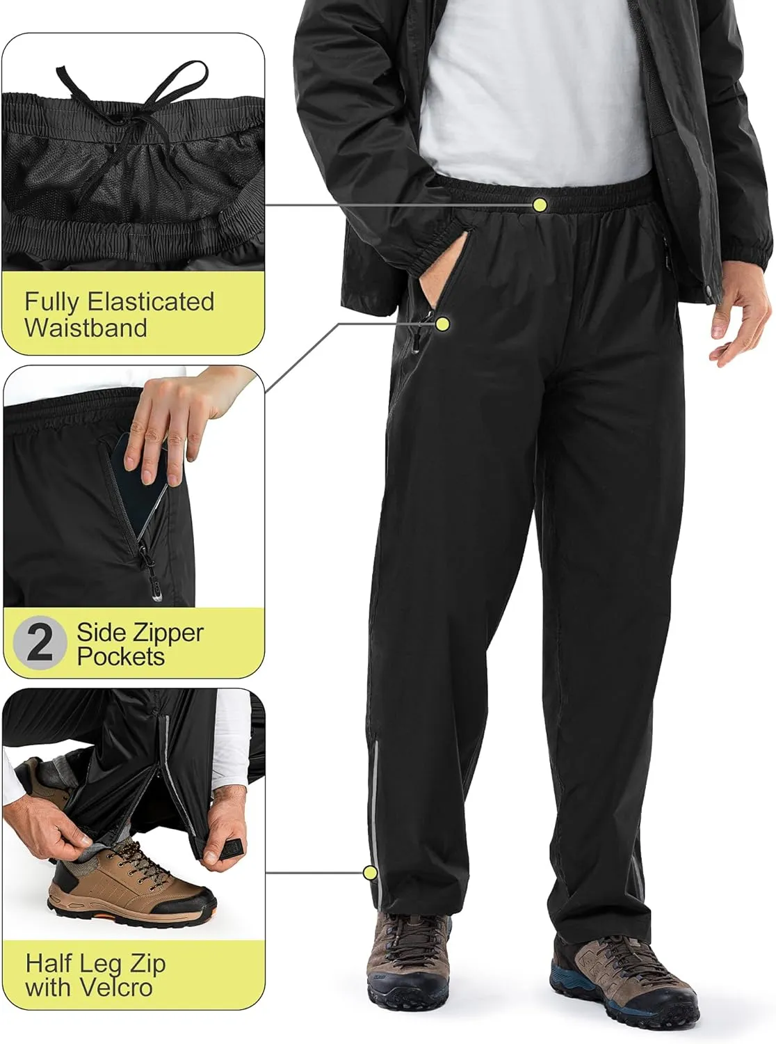 33,000ft Men's Rain Suit Packable Waterproof Lightweight Rain Gear for Golf Hiking Cycling 2 Pieces (Jackets and Pants)