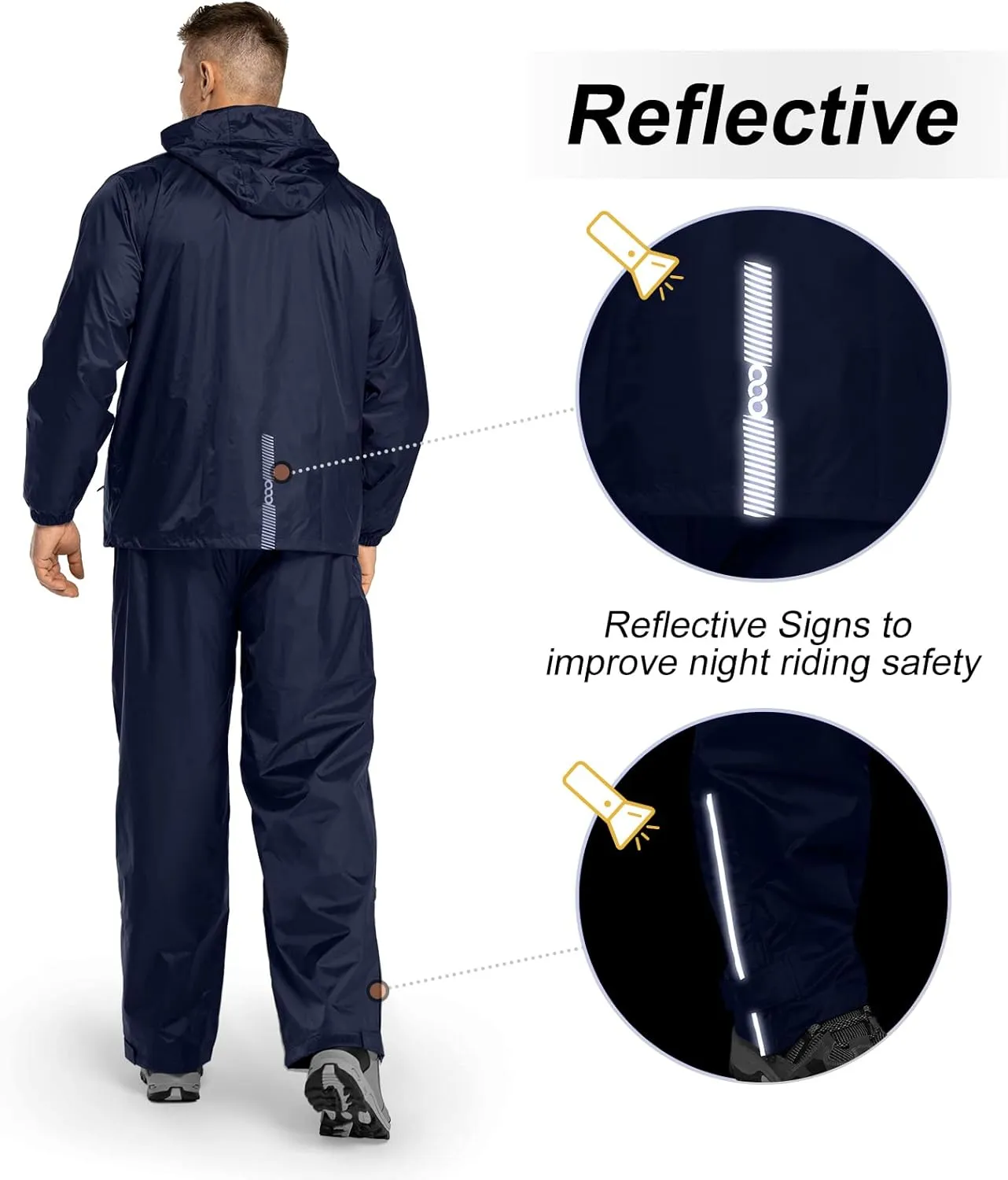 33,000ft Men's Rain Suit Packable Waterproof Lightweight Rain Gear for Golf Hiking Cycling 2 Pieces (Jackets and Pants)