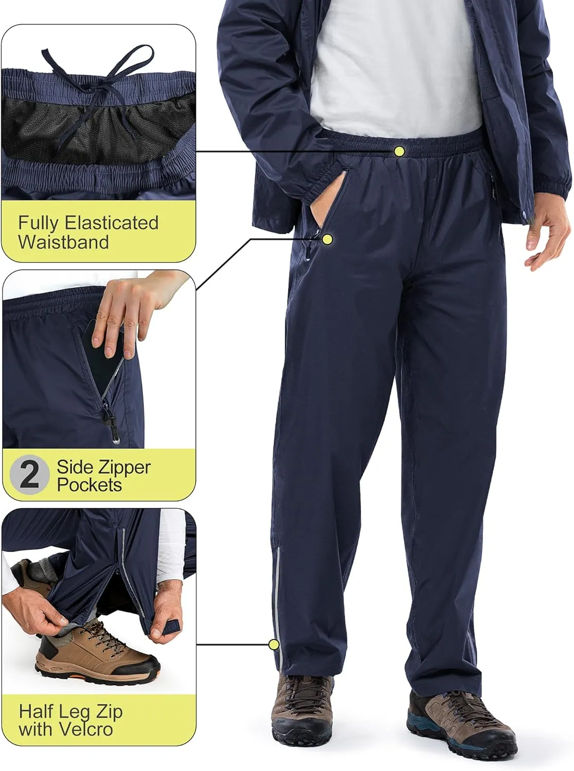 33,000ft Men's Rain Suit Packable Waterproof Lightweight Rain Gear for Golf Hiking Cycling 2 Pieces (Jackets and Pants)