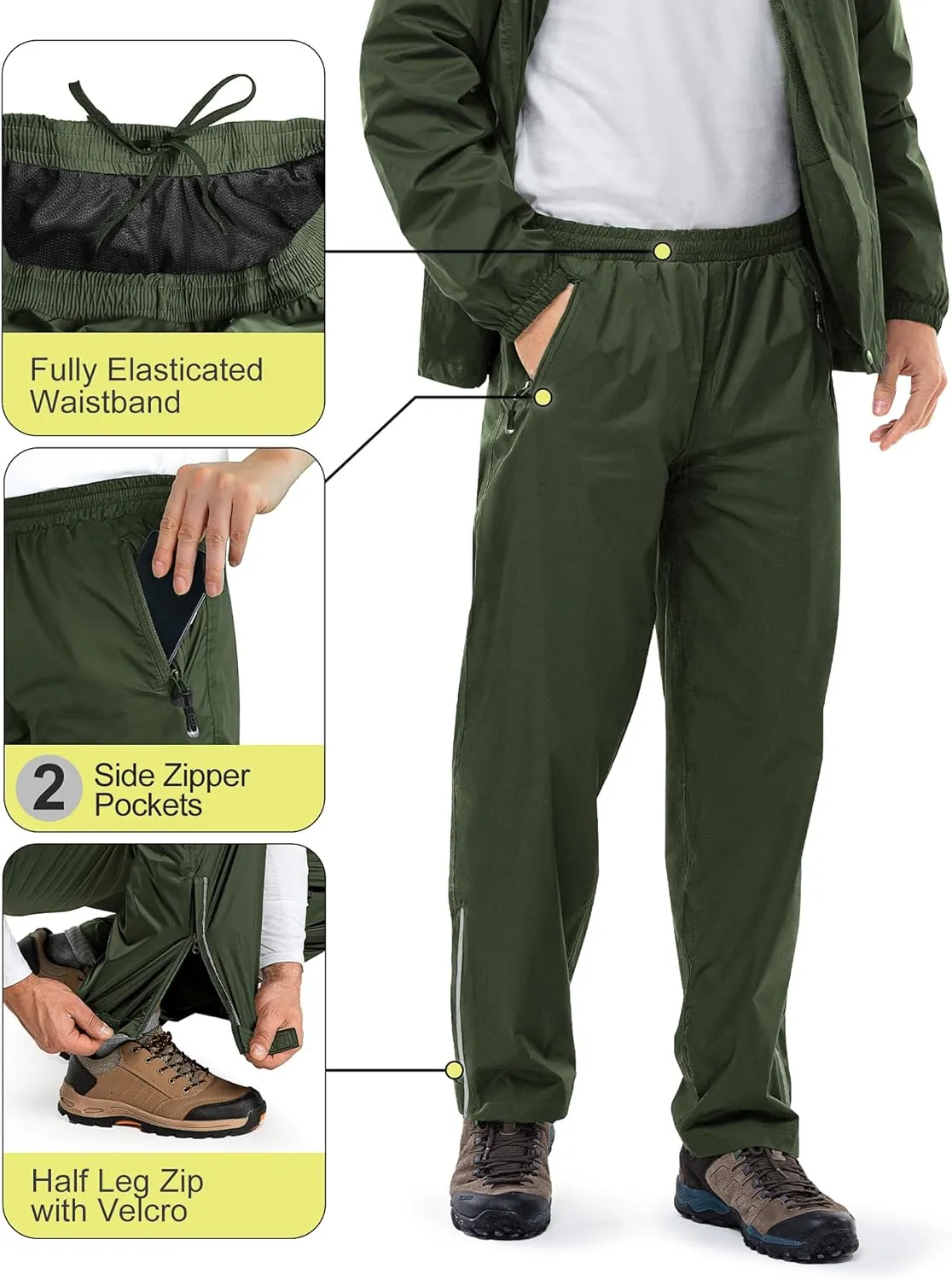 33,000ft Men's Rain Suit Packable Waterproof Lightweight Rain Gear for Golf Hiking Cycling 2 Pieces (Jackets and Pants)
