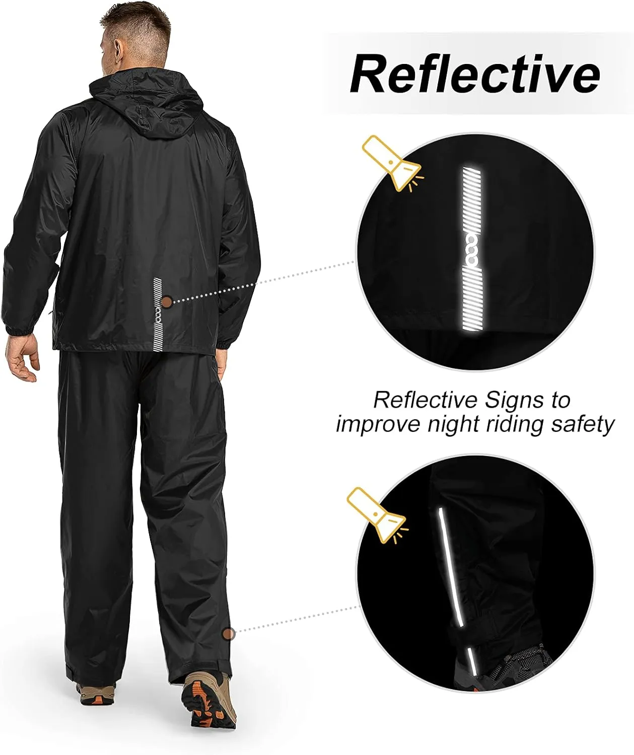 33,000ft Men's Rain Suit Packable Waterproof Lightweight Rain Gear for Golf Hiking Cycling 2 Pieces (Jackets and Pants)