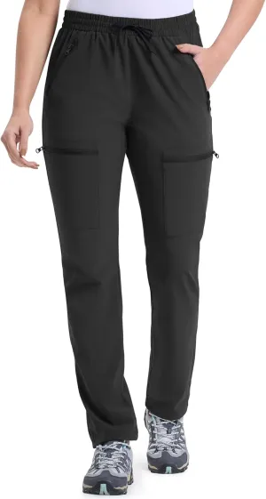 33,000ft Womens Golf Pants with 5 Zippered Pockets Quick Dry Lightweight Hiking Pants Elastic Waist Water-Resistant Outdoor