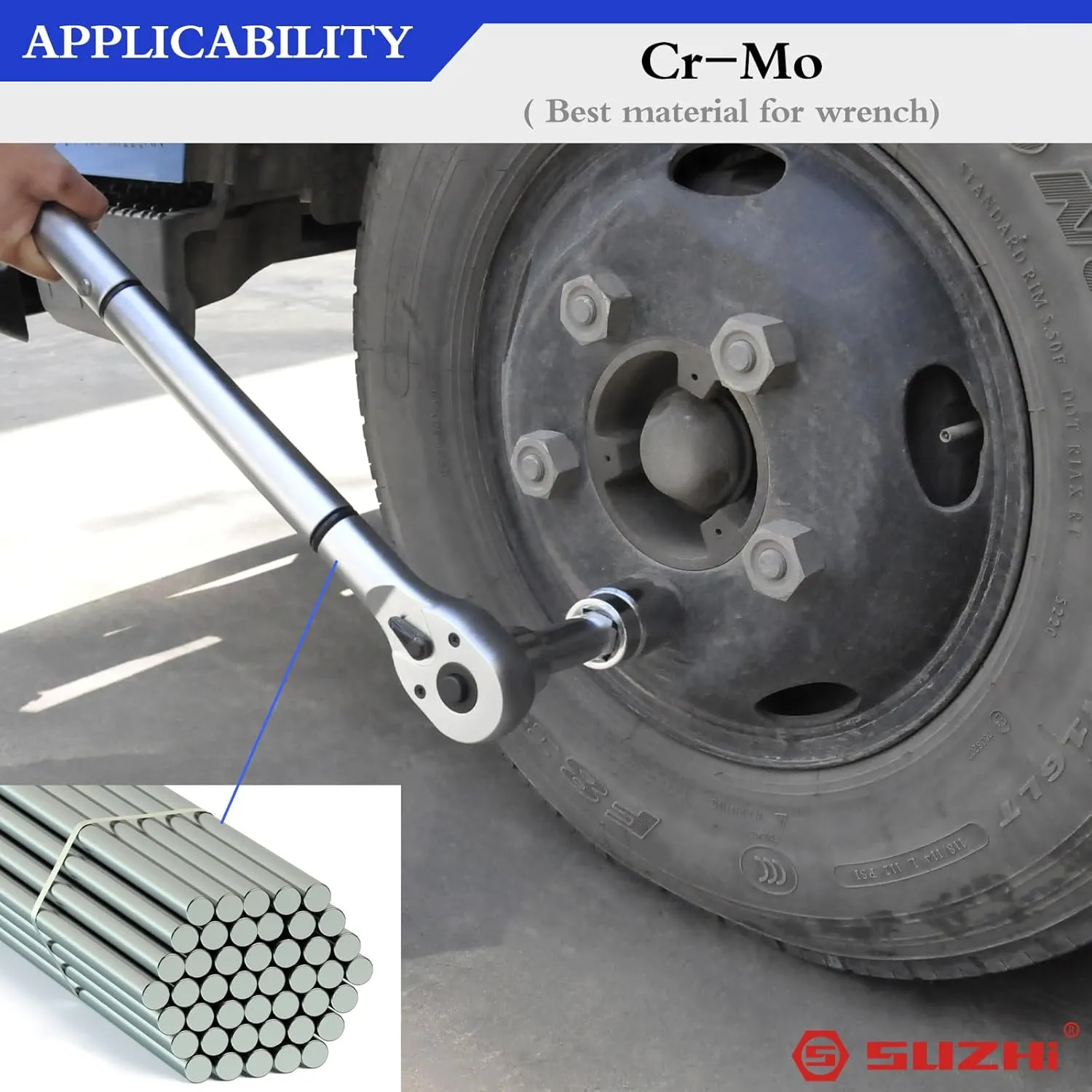 3/4 In. Drive Torque Wrench 100-600 ft. lb/135-815NM Torque Wrench, 48'' Length,Longer,Less Effort for Off-Road Equipment,Truck, CDI, Motor Homes & Drilling Platform