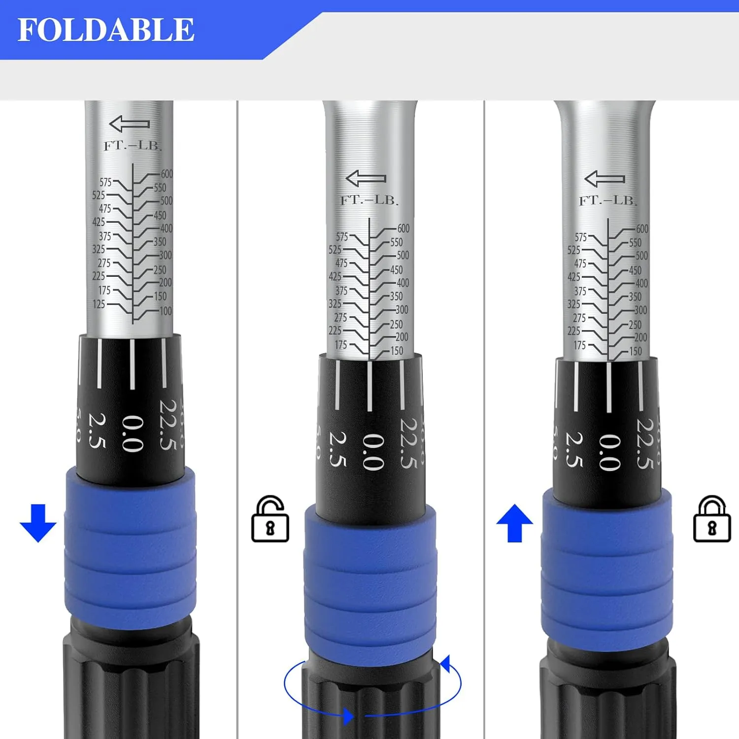 3/4 In. Drive Torque Wrench 100-600 ft. lb/135-815NM Torque Wrench, 48'' Length,Longer,Less Effort for Off-Road Equipment,Truck, CDI, Motor Homes & Drilling Platform