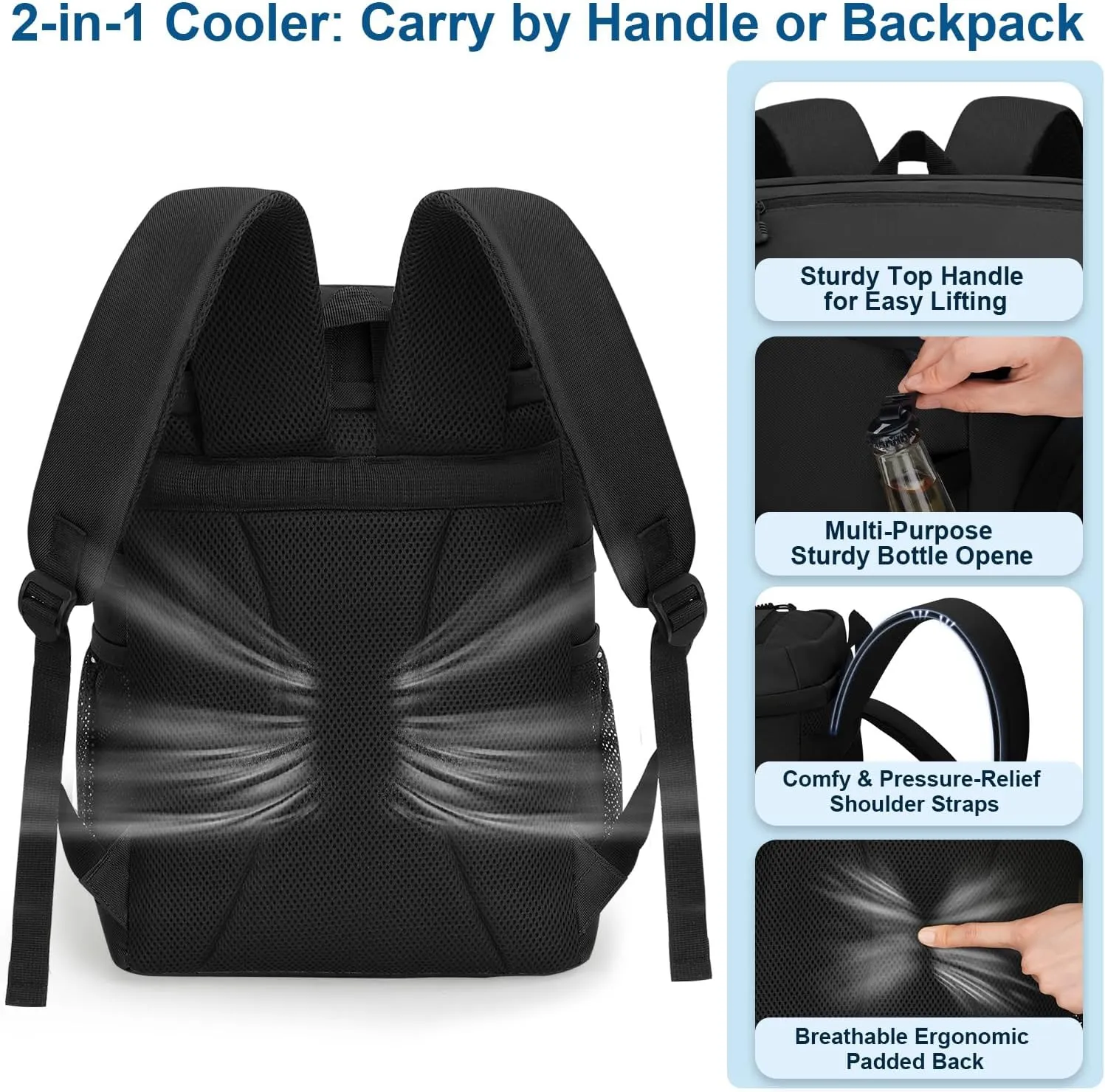 35 Cans Insulated Backpack Cooler for Men, Leak Proof Camping Beach Cooler Backpack Portable Soft Sided Cooler Bag Waterproof Travel Hiking Picnic Fishing Lunch Coolers