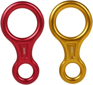 35kn Climbing Descender Pair of Rappel Ring Downhill Eight Ring Rappelling Gear Device