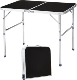3ft Folding Camping Table, Portable Rectangular Dining Tables, Aluminum Alloy Multipurpose Picnic Table with Ergonomic Carry Handle, Aluminum Alloy Multipurpose Patio Tables for Party Garden