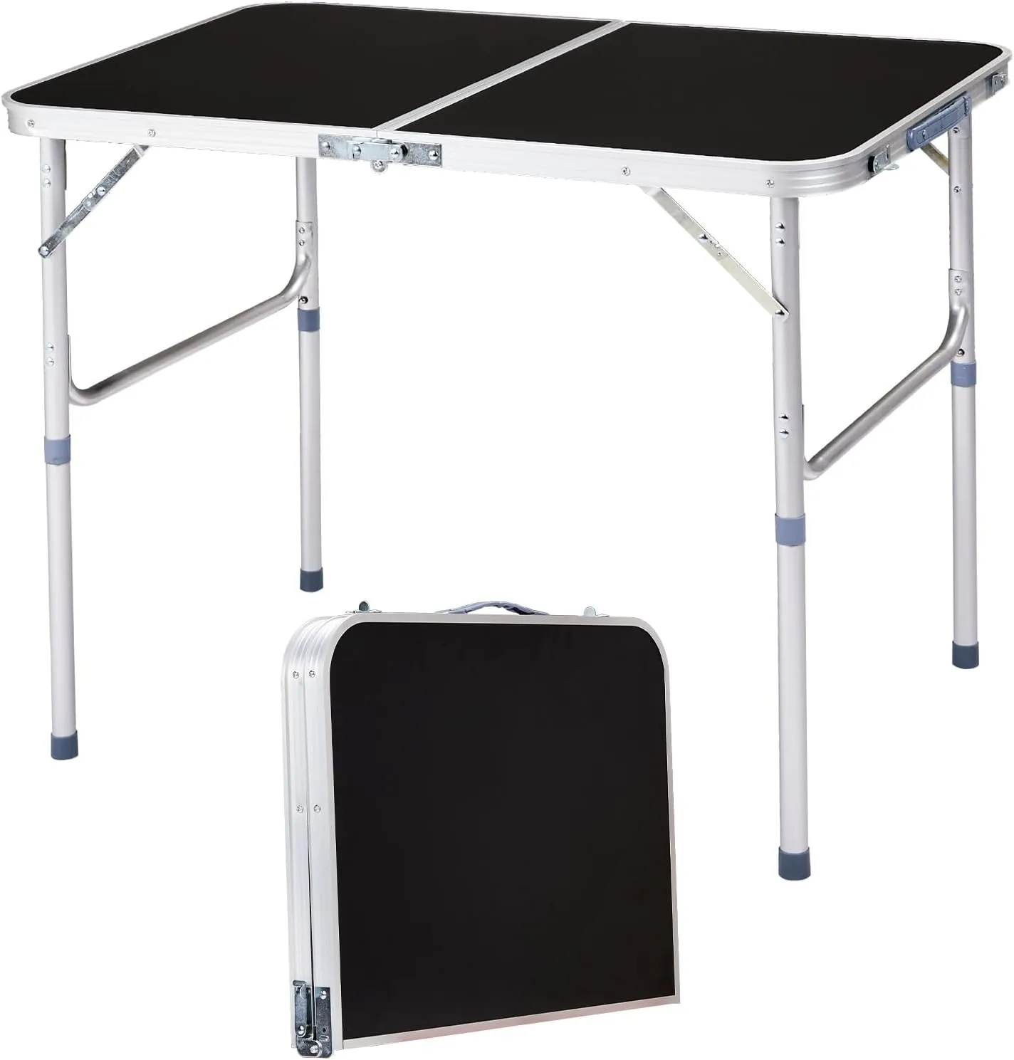 3ft Folding Camping Table, Portable Rectangular Dining Tables, Aluminum Alloy Multipurpose Picnic Table with Ergonomic Carry Handle, Aluminum Alloy Multipurpose Patio Tables for Party Garden