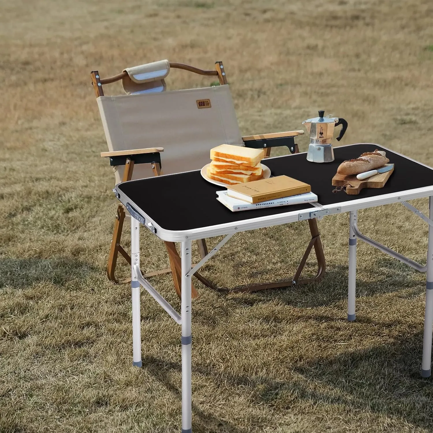 3ft Folding Camping Table, Portable Rectangular Dining Tables, Aluminum Alloy Multipurpose Picnic Table with Ergonomic Carry Handle, Aluminum Alloy Multipurpose Patio Tables for Party Garden