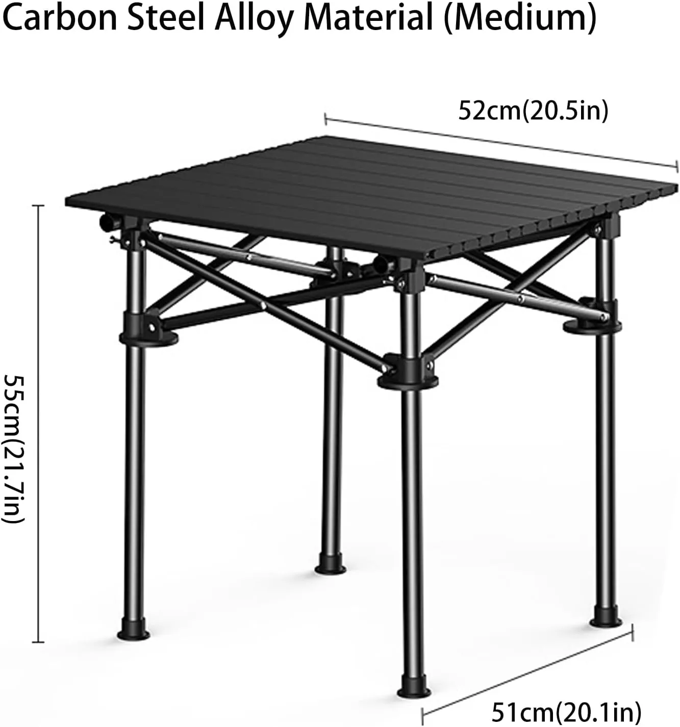 4-6 People Camping Table, Roll-Up Lightweight Picnic Table with Large Aluminum Tabletop & Carrying Bag, Portable Outdoor Folding Table for Hiking, Backpacking & Fishing(Carbon Steel Wood Gra