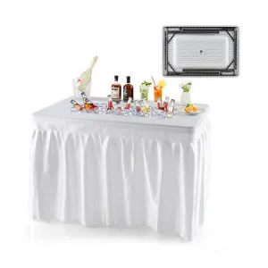4 Feet Folding Ice Bin Table with Skirt for Camping Picnic Wedding-White - Color