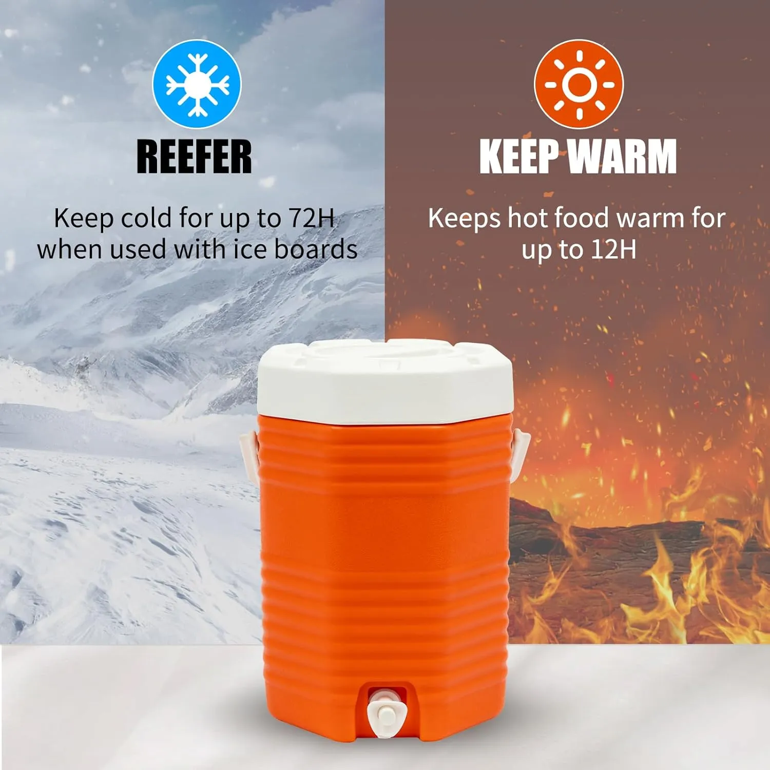 4 gal Deep Freeze Cooler, Insulated Drink Cooler- 48H Cold Insulation, 12H Warm Insulation, Portable Sports Cooler Water Beverage Dispenser for Beach, Picnic, Camping, Tailgating