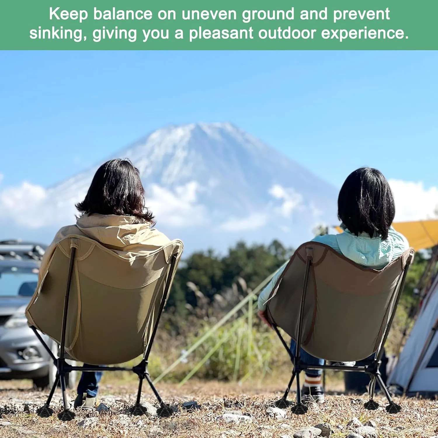4-Pack Camping Chair Foot Pads, 15mm Plastic Anti-Sinking Folding Camp Chair Replacement Feet for Fishing/Hiking/Picnic/Hardwood Floors/Tile/Outdoor Chair Leg Caps [Black]