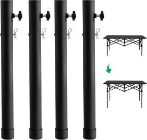 4 Pack Folding Table Leg Extenders, Table Risers for Folding Table, Metal Steel Folding Table Leg Extensions Heavy Duty, 4 Adjustable Level(3.6"-13")
