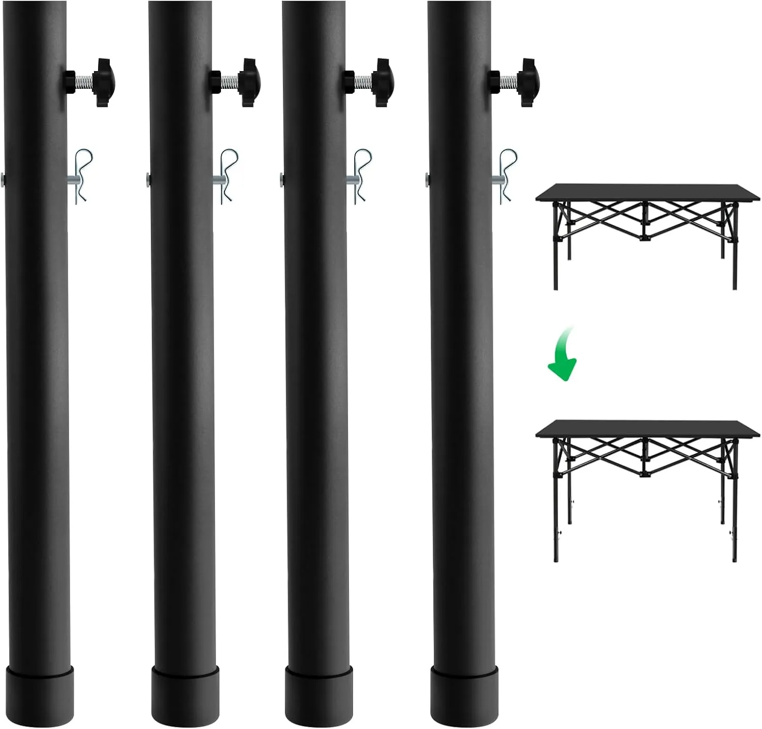 4 Pack Folding Table Leg Extenders, Table Risers for Folding Table, Metal Steel Folding Table Leg Extensions Heavy Duty, 4 Adjustable Level(3.6"-13")
