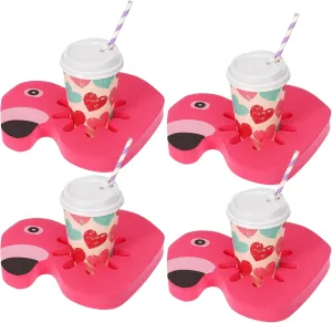 4 Pcs Foam Floating Drink Holder for Pool 9.05 Inch Pink Flamingo Pool Floating Cup Tumbler Holder Swimming Drink Floats Reusable for Summer Lake Beach Tropical Party Decoration Prop