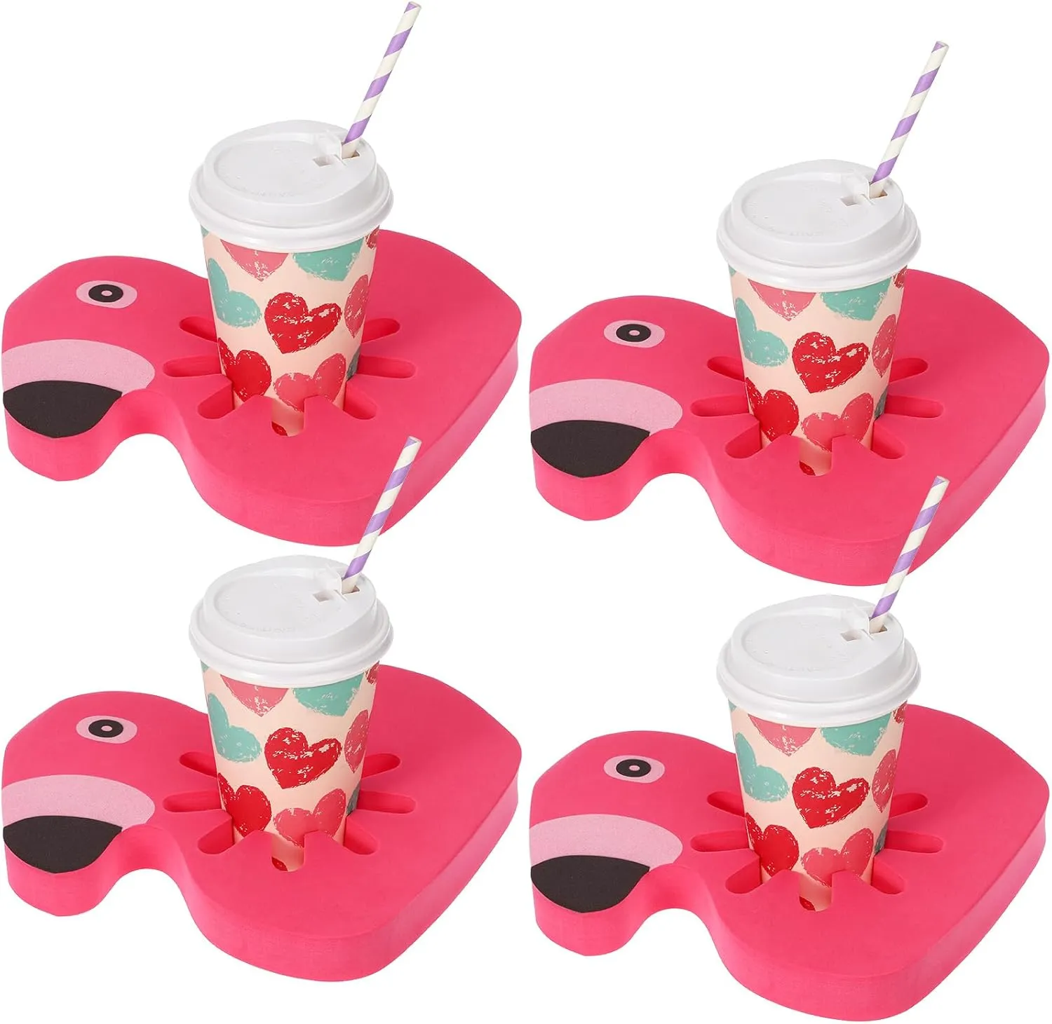 4 Pcs Foam Floating Drink Holder for Pool 9.05 Inch Pink Flamingo Pool Floating Cup Tumbler Holder Swimming Drink Floats Reusable for Summer Lake Beach Tropical Party Decoration Prop