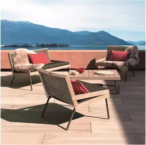 4 Piece Outdoor Patio Chairs and Coffee Table Furniture Sets, Outdoor Conversation Sets for Balocny Swimming Pool Garden Deck