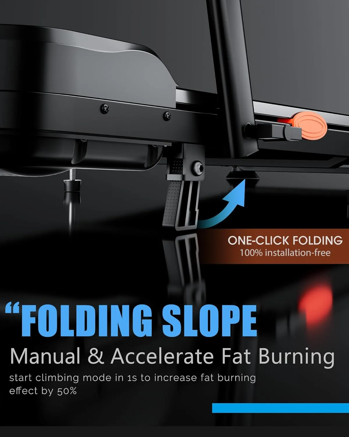 4.0/7.8MPH Walking Pad Treadmill with Folding Slope, Larger Screen Display Under Desk Treadmill 300 lb Capacity, Portable Treadmills for Small Spaces, Home
