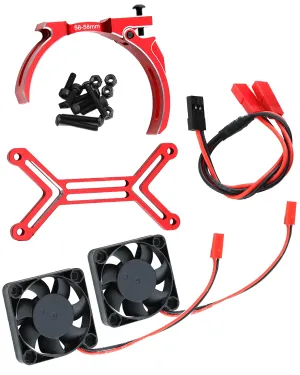 40mm Cooling Fan Upgrades Part for 1/5 ARRMA TRX4 RC Scale Car,Brushed Brushless 15000 RPM High Speed Cooling Fan Heatsink with 56-58mm Adjustable Mount for 1717 5687 56113 2028 Motor,Red