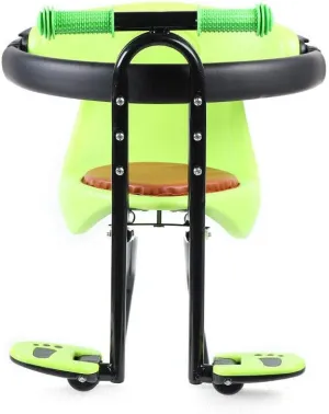 44.09lbs Front Mounted Baby Bike Seat, Guardrail Anti Slip Armrest Steel Safety Chair, Removable Child Front Bracket Sponge Pad Mountain Bicycle Stool Front Seat, （Green）