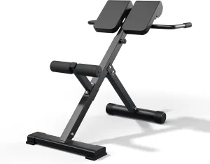 45-Degree Hyperextension Roman Chair - Adjustable Height and Back, Sturdy and Comfortable - Glute, Hamstring, and Ab Workouts - Foldable Sit Up Gym Bench for Home ★
