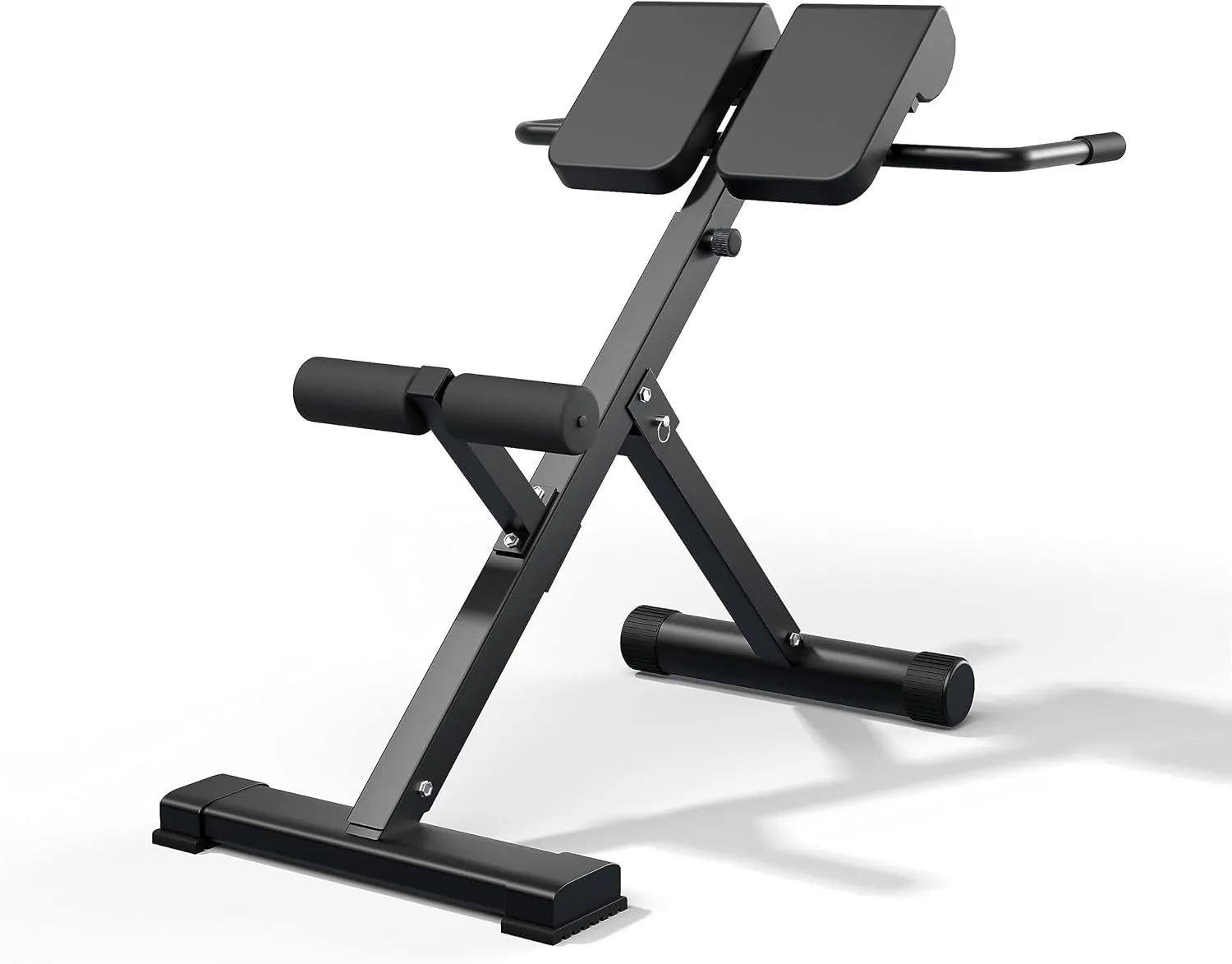 45-Degree Hyperextension Roman Chair - Adjustable Height and Back, Sturdy and Comfortable - Glute, Hamstring, and Ab Workouts - Foldable Sit Up Gym Bench for Home ★