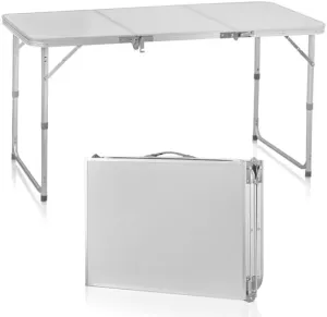 4ft Adjustable Aluminum Folding Table for Indoor, Outdoor & Travel