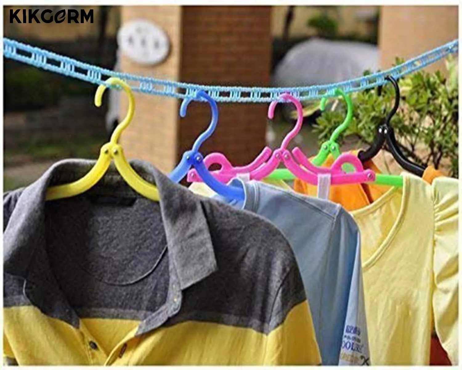 5 Meters Windproof Anti-Slip Clothes Washing Line Drying Nylon Rope with Hooks | Color May Vary
