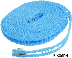 5 Meters Windproof Anti-Slip Clothes Washing Line Drying Nylon Rope with Hooks | Color May Vary