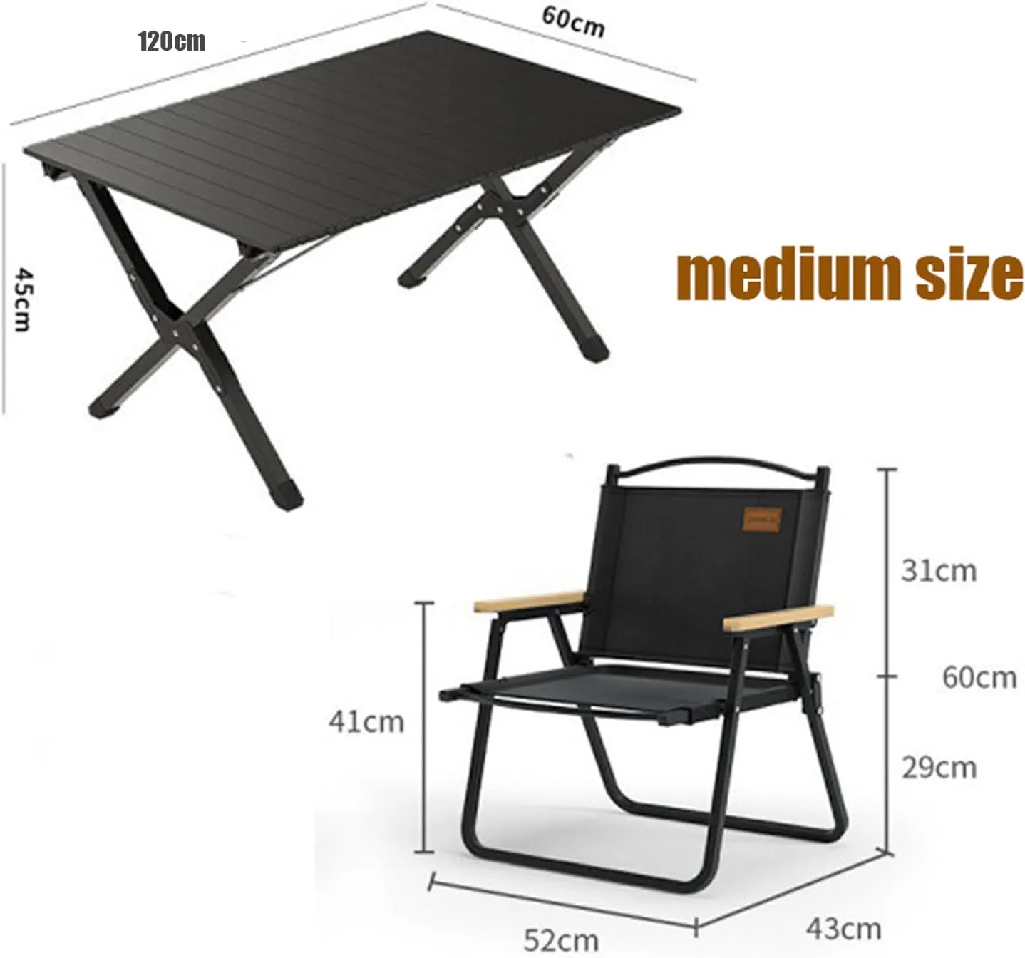 5-PCS Folding Camping Table airs Portable Outdoor Lawn airs and Aluminum Roll-up Table with Carrying Bag, Lightweight Picnic Table and airs for Patio Garden BBQ