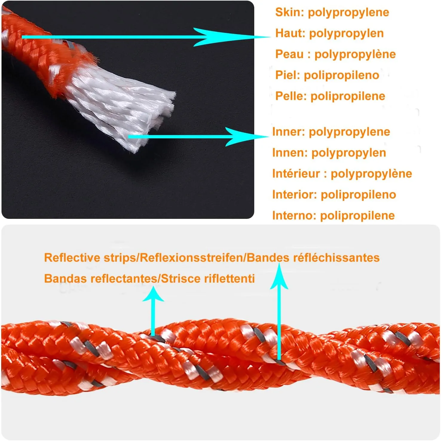 5/16 in (8mm) x 98 ft (30Meter) Marine Floating Rope for Boating, Fishing, Rafting, Camping, Hiking, Hunting, Anchor, Mooring, Dock Lines, Kayak, Canoe, Rescuing Reflective Orange