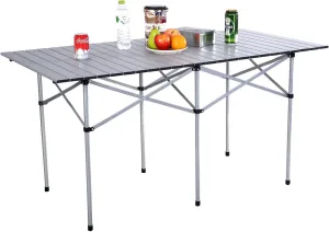55" Roll Up Portable Folding Camping Square Aluminum Picnic Table w/Bag New