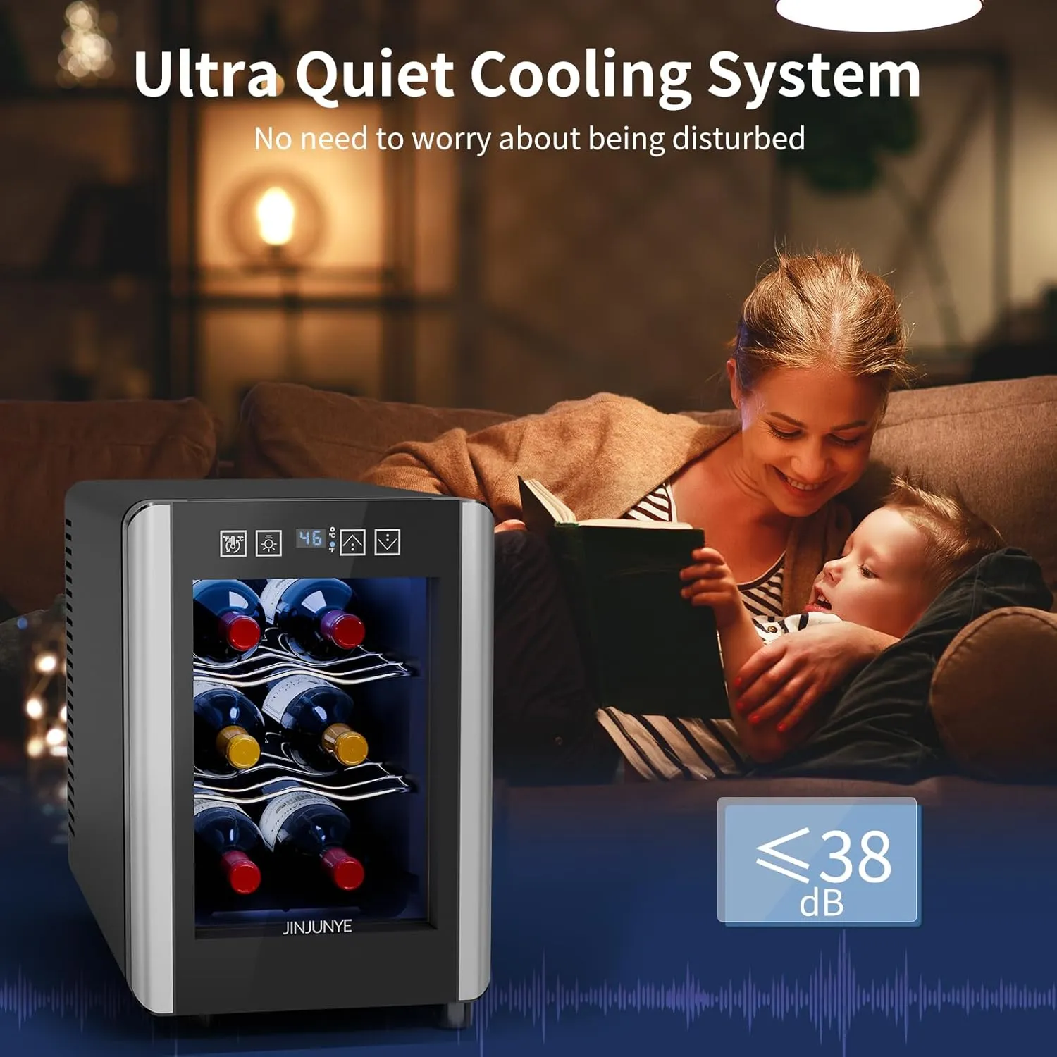 6 Bottle Wine Cooler, Wine Fridge Small with Digital Temperature Control, 46-65℉, Countertop Wine Cooler Refrigerator, Mini Freestanding Wine Cellars Glass Door, Gift for Wine Lover