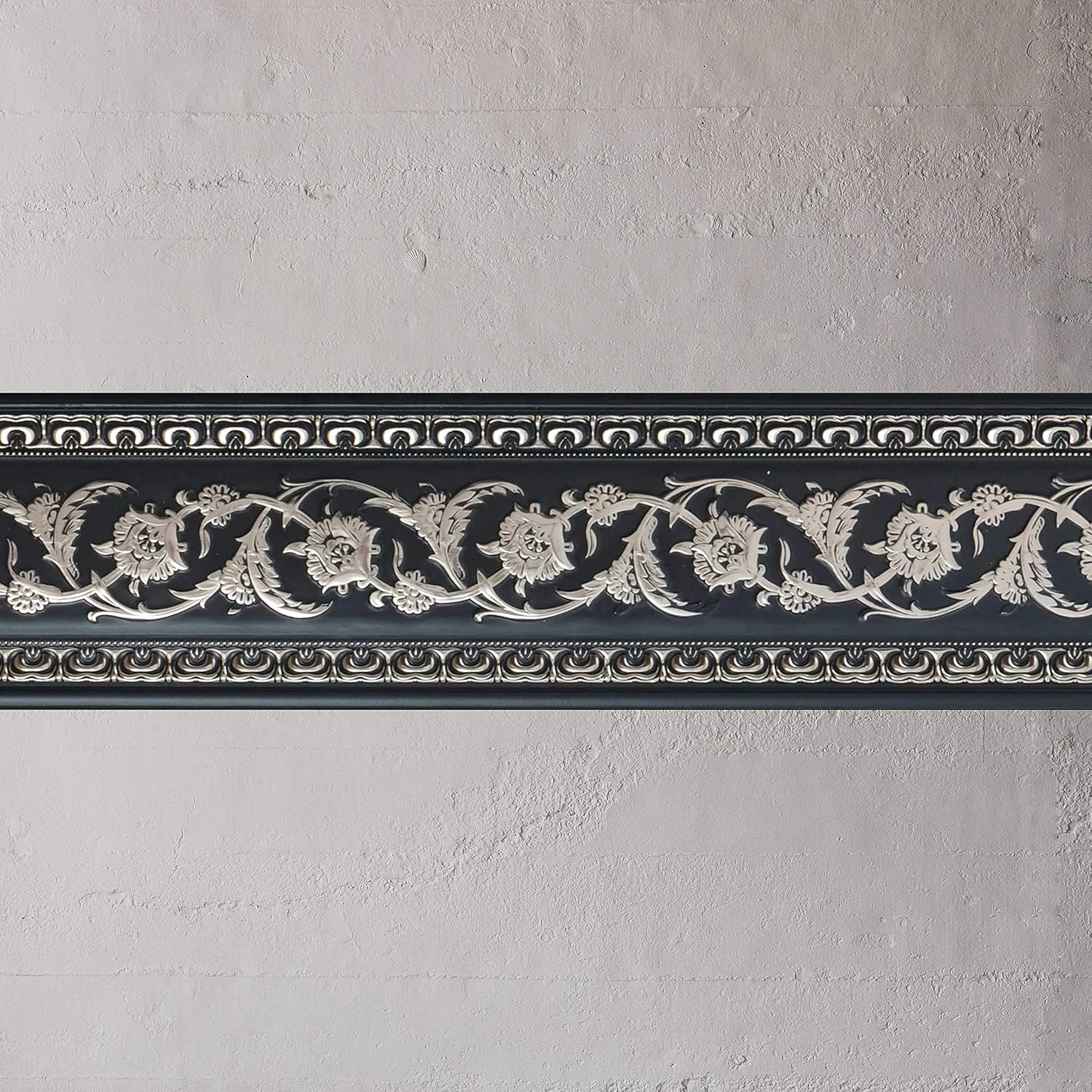 6 Pieces Chair Rail 94 Inch (Silver Floral on Black Chair Rail 94 Inch)