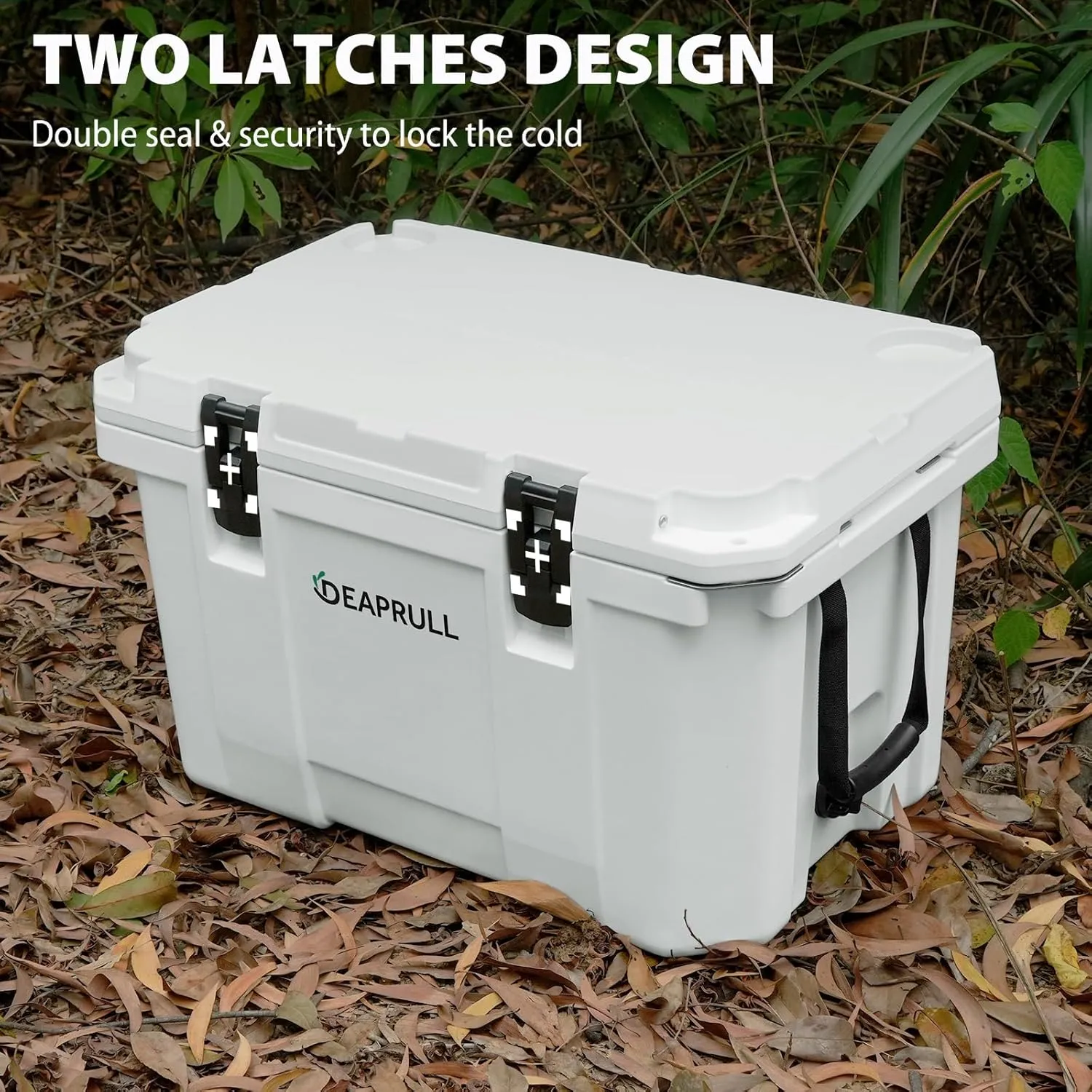 60 Quart Hard Cooler, Insulated Ice Chest Box Holds Ice for up to 6 Days, Portable Cooler with Nylon Rope Handles, Cup Holders, Double Latches for Camping Drink, Beach, Picnic, Fishing, Boat, Barbecue